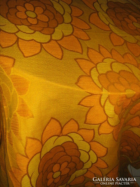 Beautiful vintage golden yellow floral woven tablecloth
