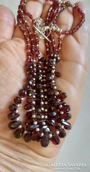 Genuine garnet 925 sterling silver necklace