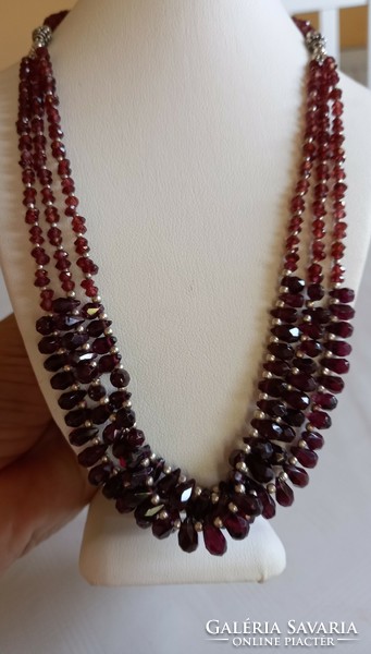 Genuine garnet 925 sterling silver necklace