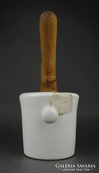 1N392 Antik jelzett nagyméretű Drasche porcelán mozsár törővel