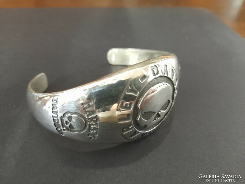 Harley davidson solid silver 925 bangle, bracelet. 55.5 grams.