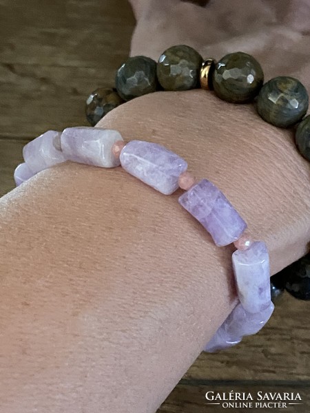 Lavender amethyst bars with tourmaline spacers