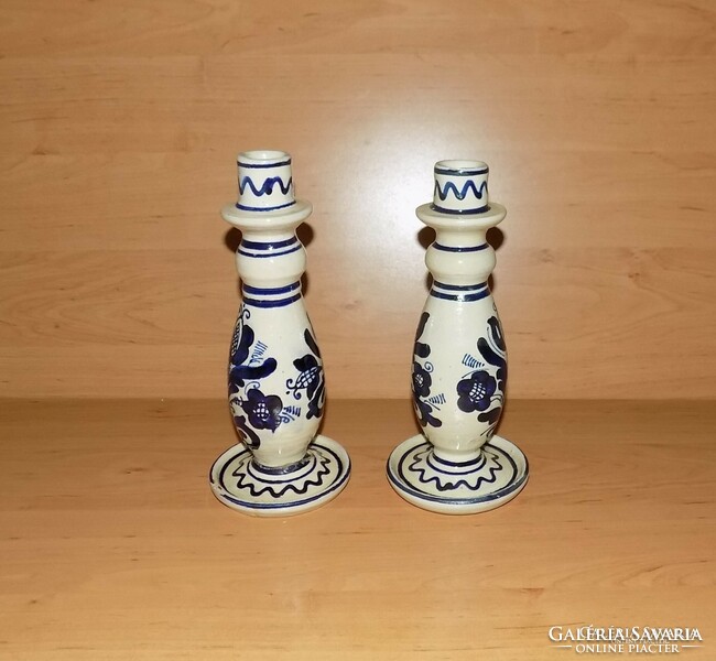 Pair of Korondi ceramic candle holders, Lajos Józsa, 1982