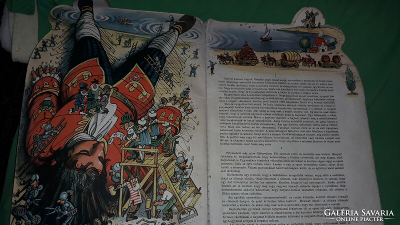Régi Gulliver Lilliputban képes kihajtogatós térbeli mesekönyv Kubasta a képek szerint MÓRA