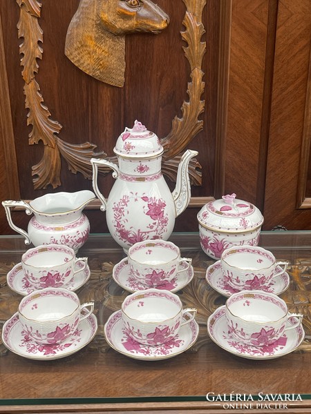 Herend purple Indian basket tea set for 6 people