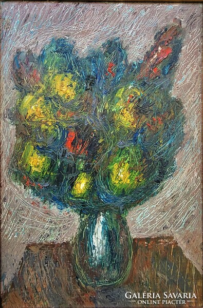 György Román's (1903 - 1981) still life c. Gallery painting with original guarantee!