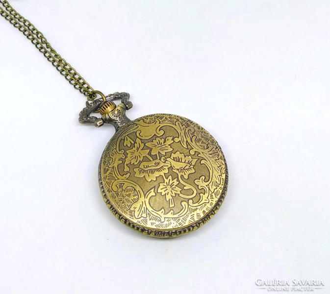 Pocket watch with chain, bronze colored cover plate 9