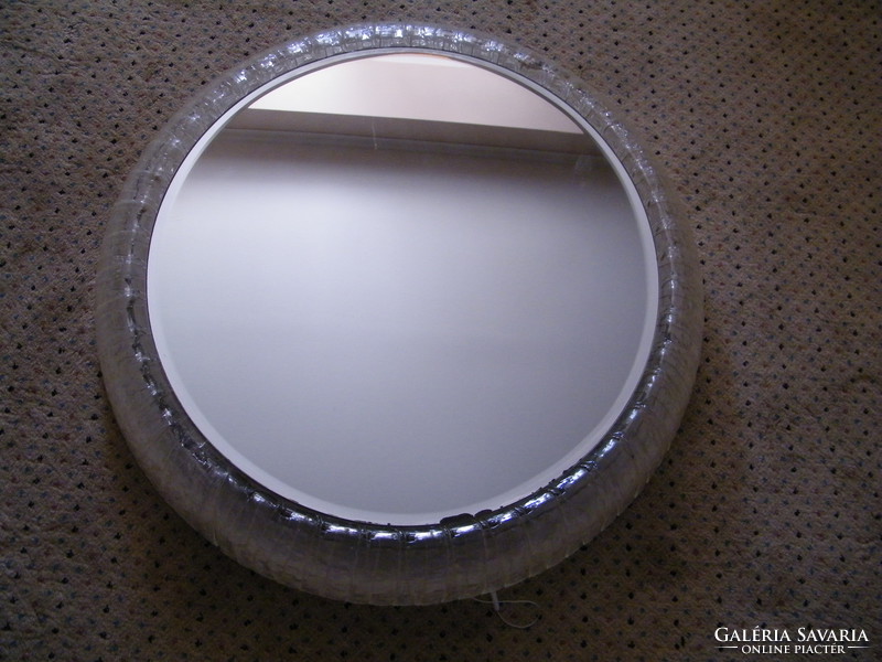 Original retro design (1970s) acrylic bordered, illuminated large mirror