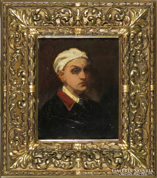 European painter around 1900: portrait with a white scarf