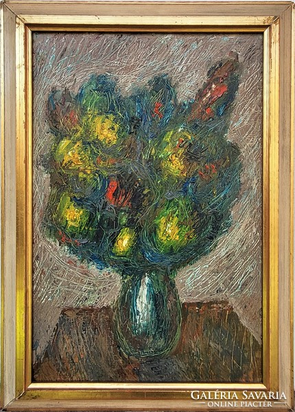 György Román's (1903 - 1981) still life c. Gallery painting with original guarantee!