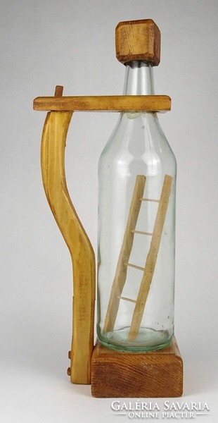 1O196 drinking glass with wooden stand 38 cm