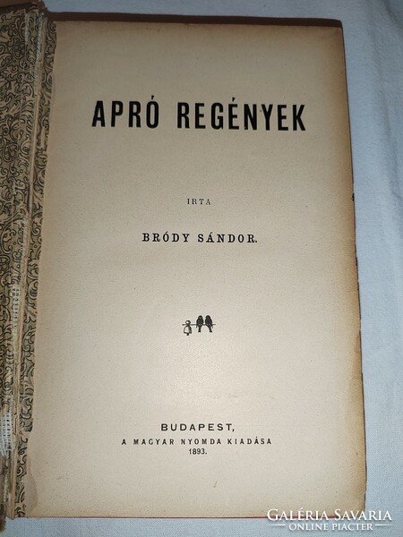 Sándor Bródy: small novels - 1893