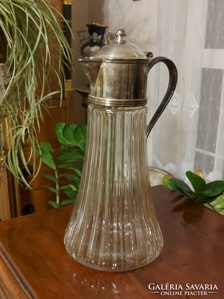 Antique sumptuous silver-plated decanter! 40cm!