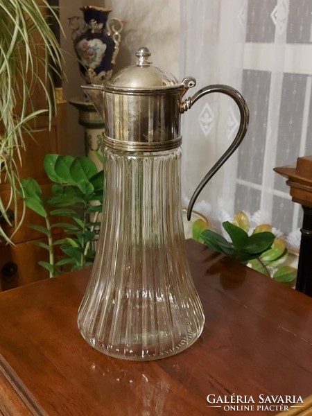 Antique sumptuous silver-plated decanter! 40cm!