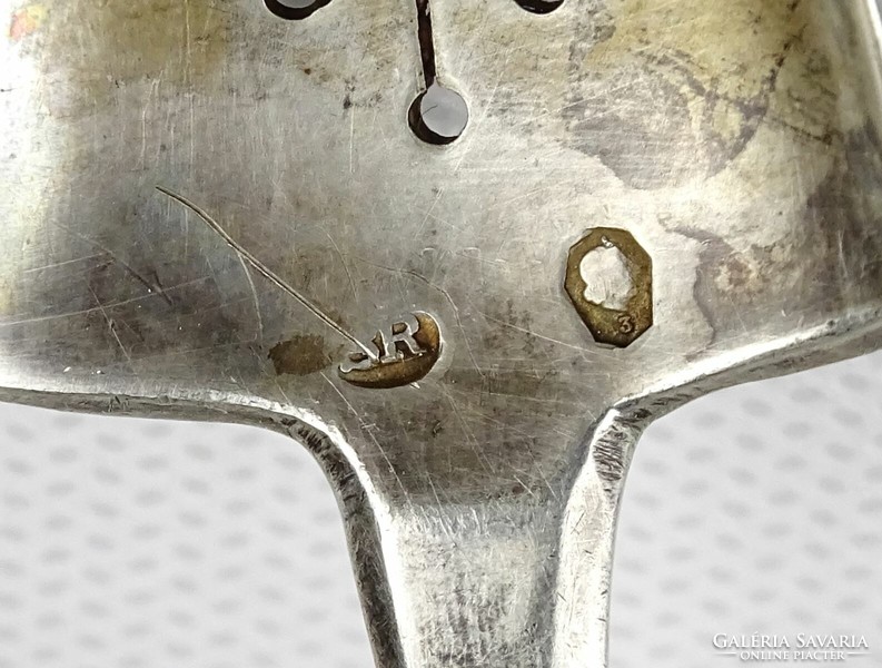 1N454 Antik jelzett ezüst porcukor szóró kanál 96 g