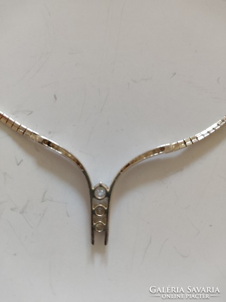 Izraeli ezüst nyaklánc-nyakék fehér cirkón kövekkel