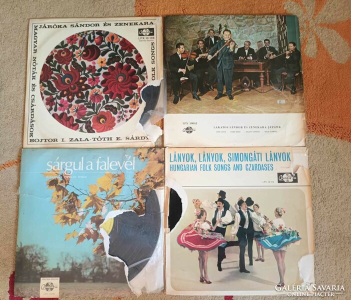Retro folk music vinyl record collection 4 pieces in one
