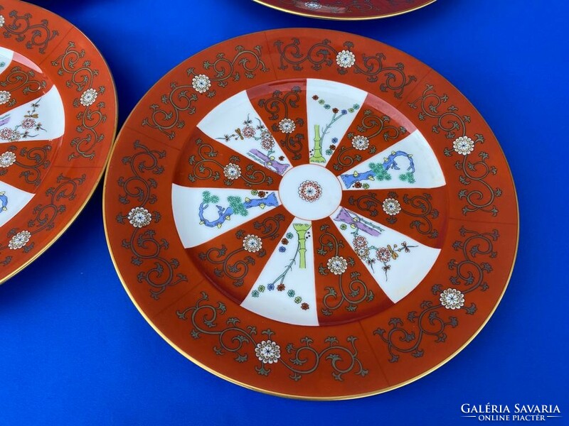 Herendi porcelán Gödöllő mintás lapos tányérok 6db