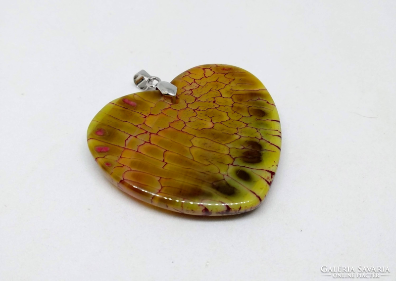 Dragon vein agate yellow-red heart pendant f26273