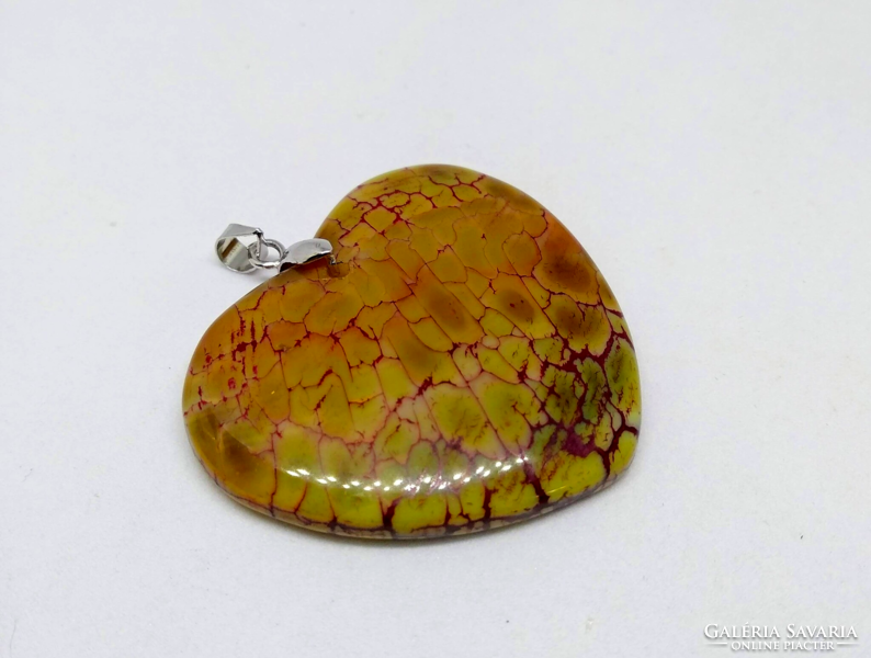 Dragon vein agate yellow-red heart pendant f26273