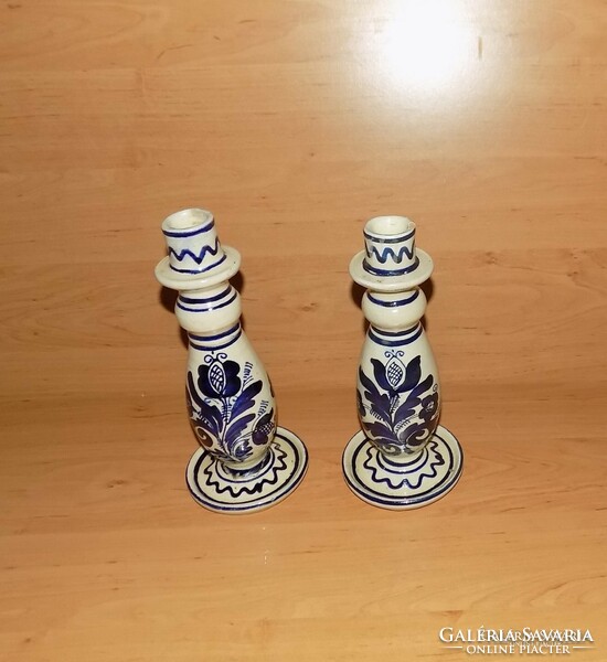 Pair of Korondi ceramic candle holders, Lajos Józsa, 1982