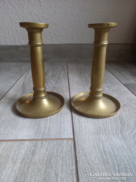Nice pair of antique copper candle holders (15x9.7 cm)