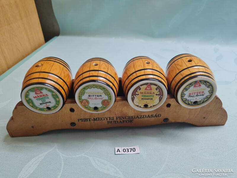 A0370 hóllóházi Budafok porcelain barrels on a wooden stand 7.5 cm the barrel 8000 ft