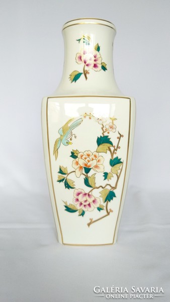 Hollóházi Óriás 36cm váza, madárral és virágokkal. Hibátlan!