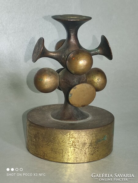 Vintage brutalist ornament with industrial artist label 10.5 cm high statue