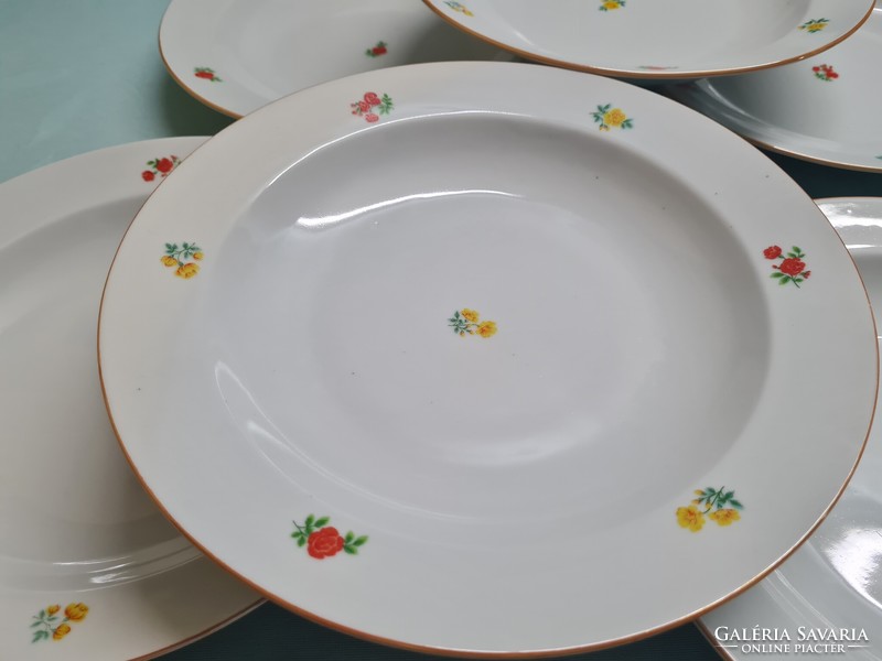 T1087 zsolnay flower pattern soup plate 6 pieces 23.5 cm