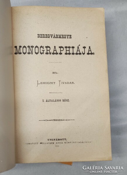 Lehoczky Tivadar: Beregvármegye monographiája I-III.  Reprint!