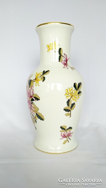 Hollóházi Óriás 35cm. váza, színes virágokkal. Hibátlan!