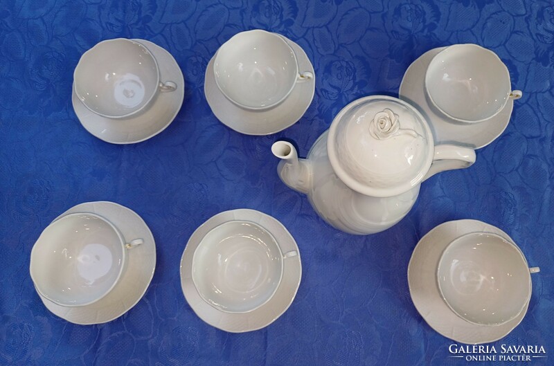 Beautiful 6-person Herend hot tea cappuccino cup with bottom and large tea pot. Also video