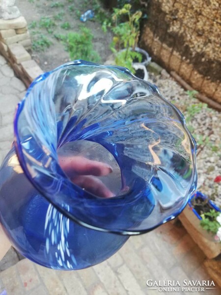 Kék üveg váza 19,5 cm