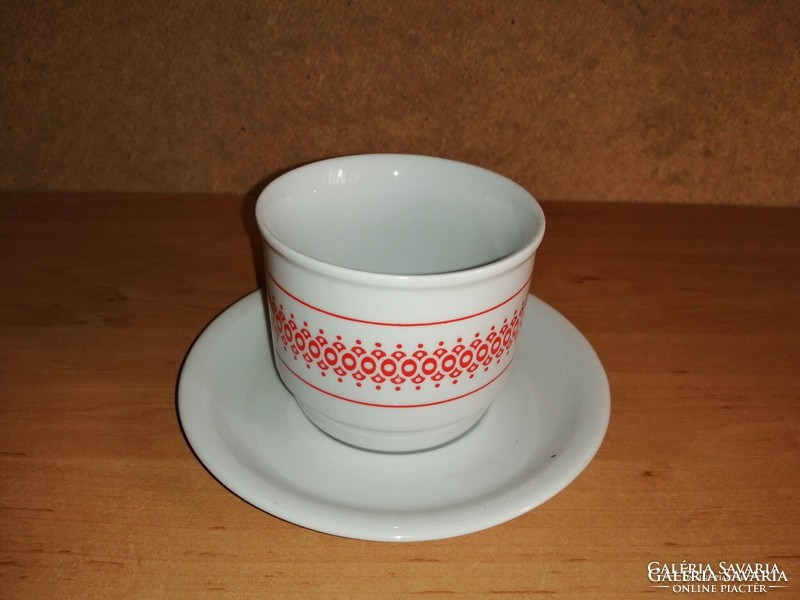 Zsolnay porcelain retro menses mug with red pattern (3/d-3)