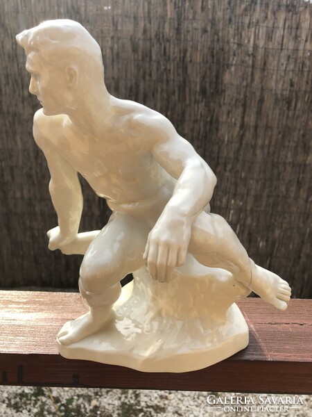 Jenő Gartdtner porcelain male nude statue