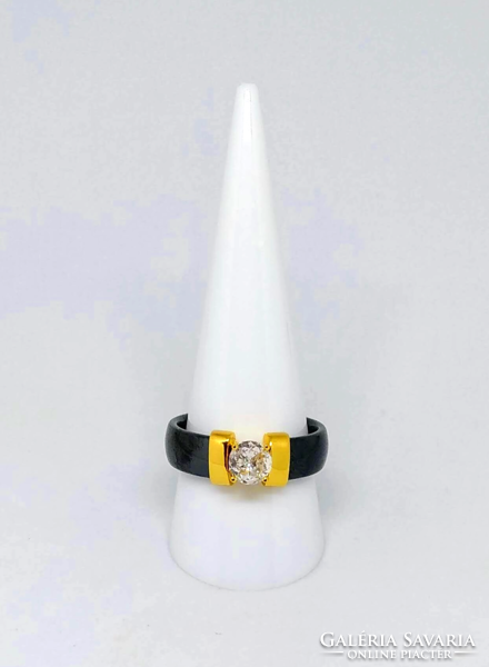 Latest ring trend! Black zircon ceramic ring with zircon crystals 277