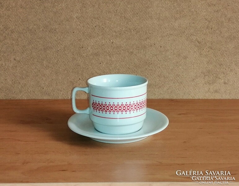 Zsolnay porcelain retro menses mug with red pattern (3/d-2)