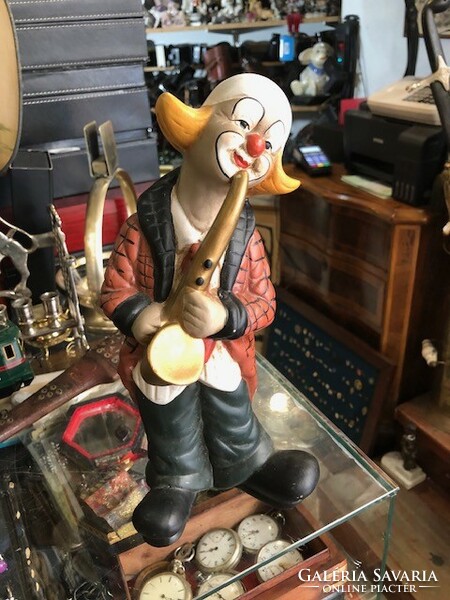 Ceramic clown figure, 1950s, hand painted, size 18 cm