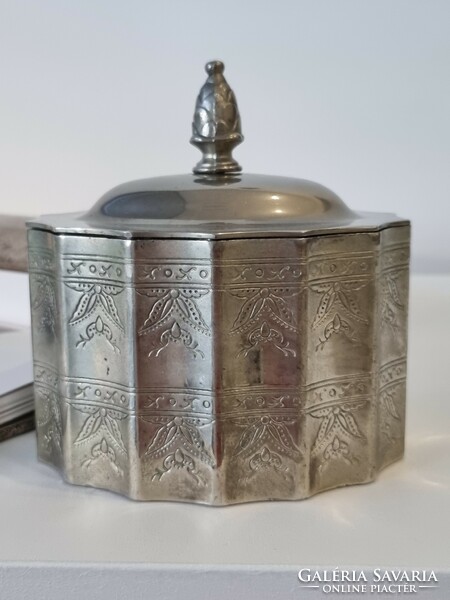 Godinger silver patina vintage container with lid