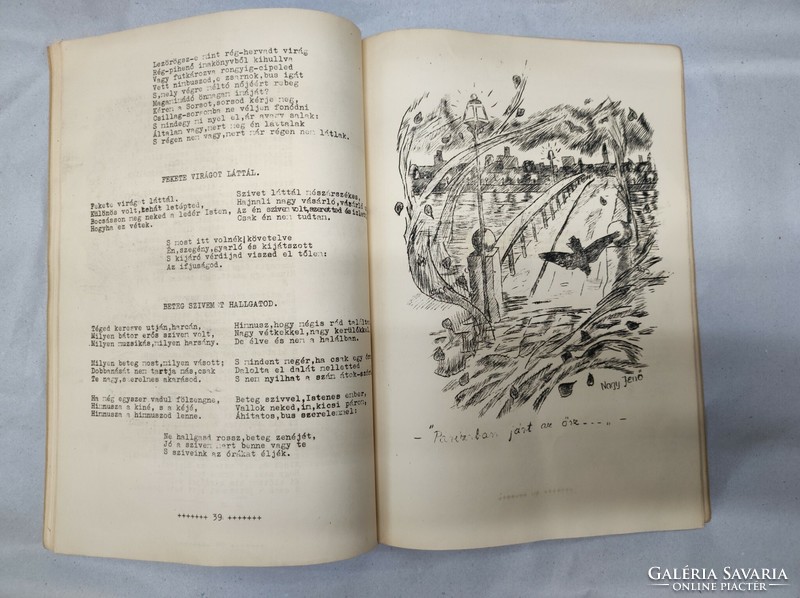 One hundred ady poems - in the fiber of time. 1937. Pál G-Madarász, József Nemes.. Hungarian dormitory notebooks...