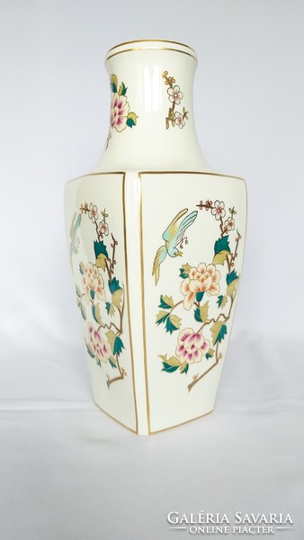 Hollóházi Óriás 36cm váza, madárral és virágokkal. Hibátlan!