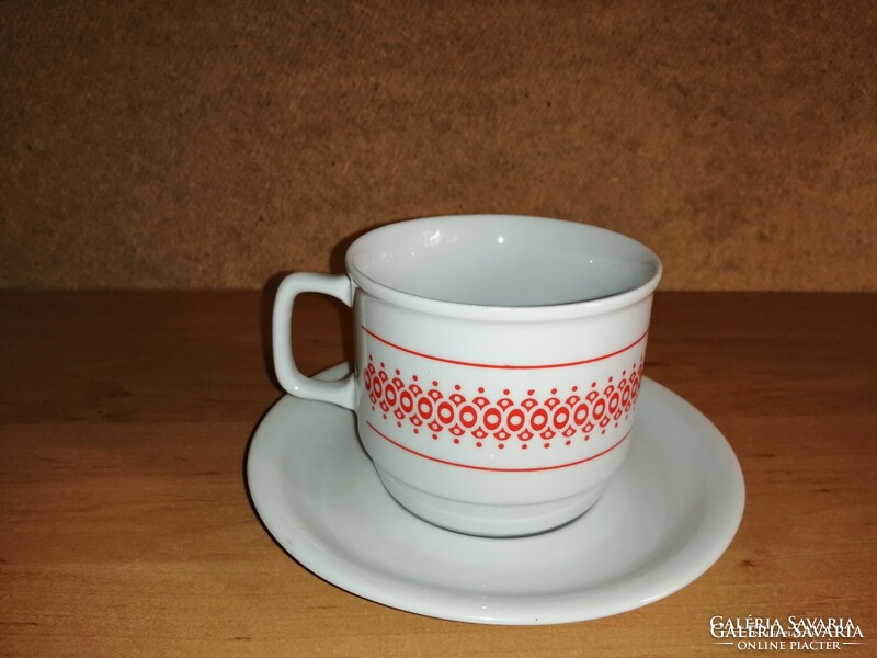 Zsolnay porcelain retro menses mug with red pattern (3/d-3)