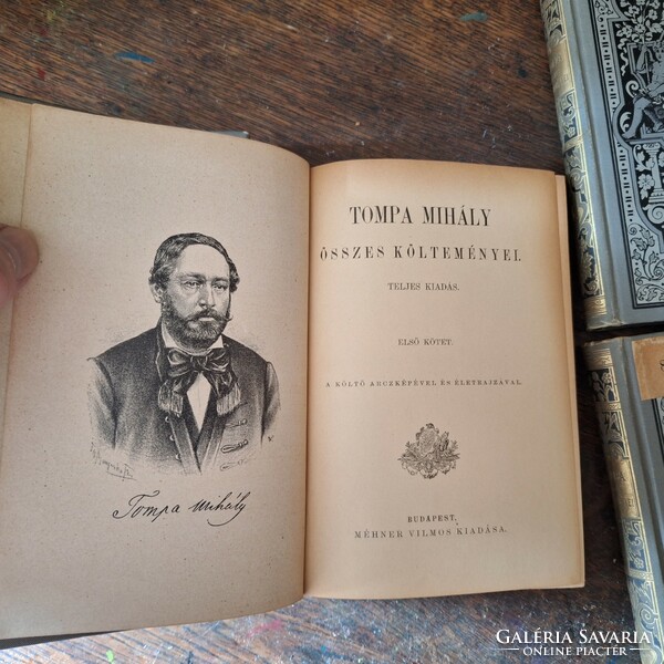 Complete first edition vilmos méhner 1870 all poems of mihály tompa i-iv with portrait of the poet