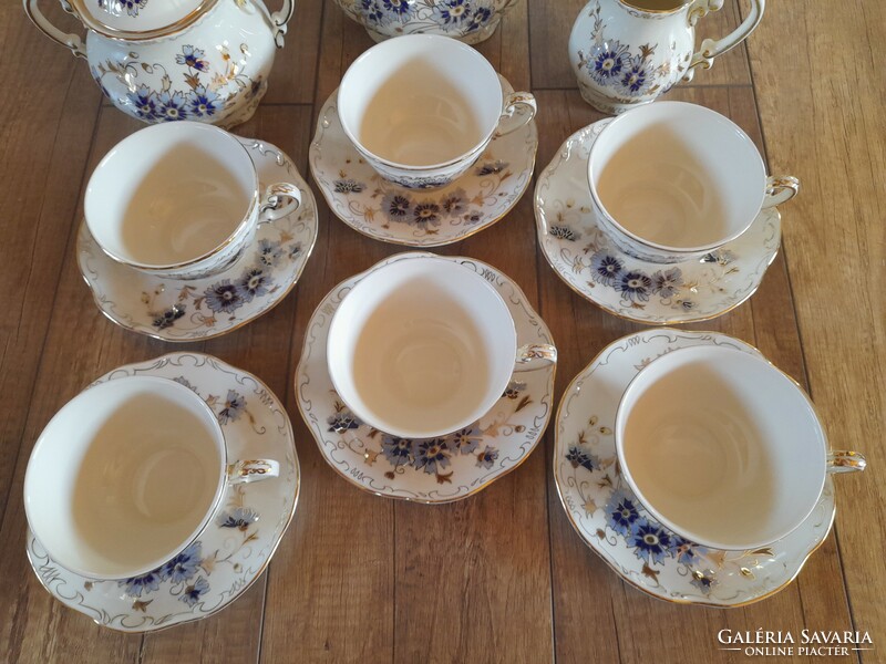 Zsolnay Búzavirág mintás 6 személyes teáskészlet
