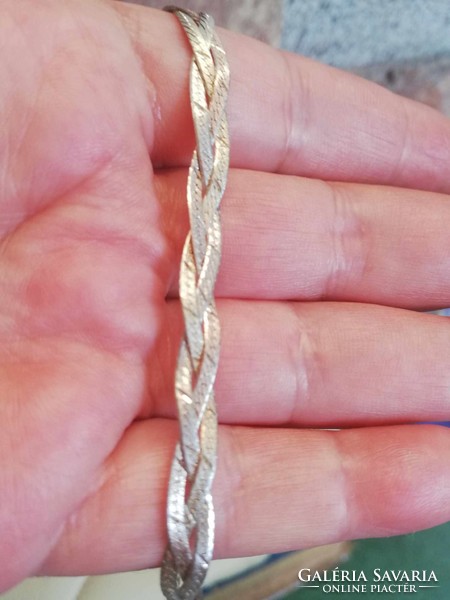 Double-row braided Italian silver bracelet