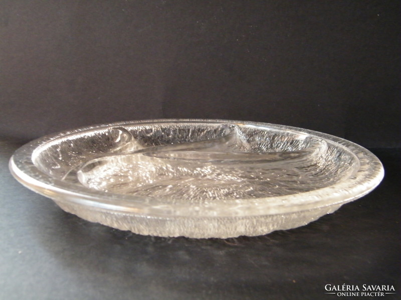 Scandinavian design glass, ice glass split serving bowl