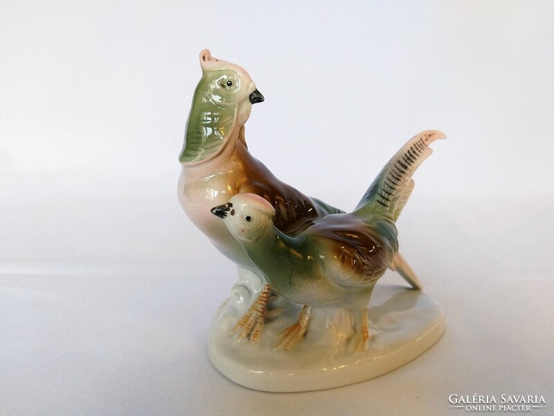 Pair of colorful porcelain pheasant birds (no.: 23/165.)