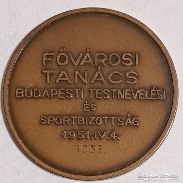 1953. "Váltófutás a felszabadulás ünnepére 65 mm bronz emlékérem, Iván szignó (31)