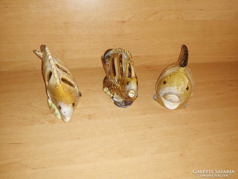 Fish-shaped glazed ceramic candle holder set - 3 pcs in one (9/d)